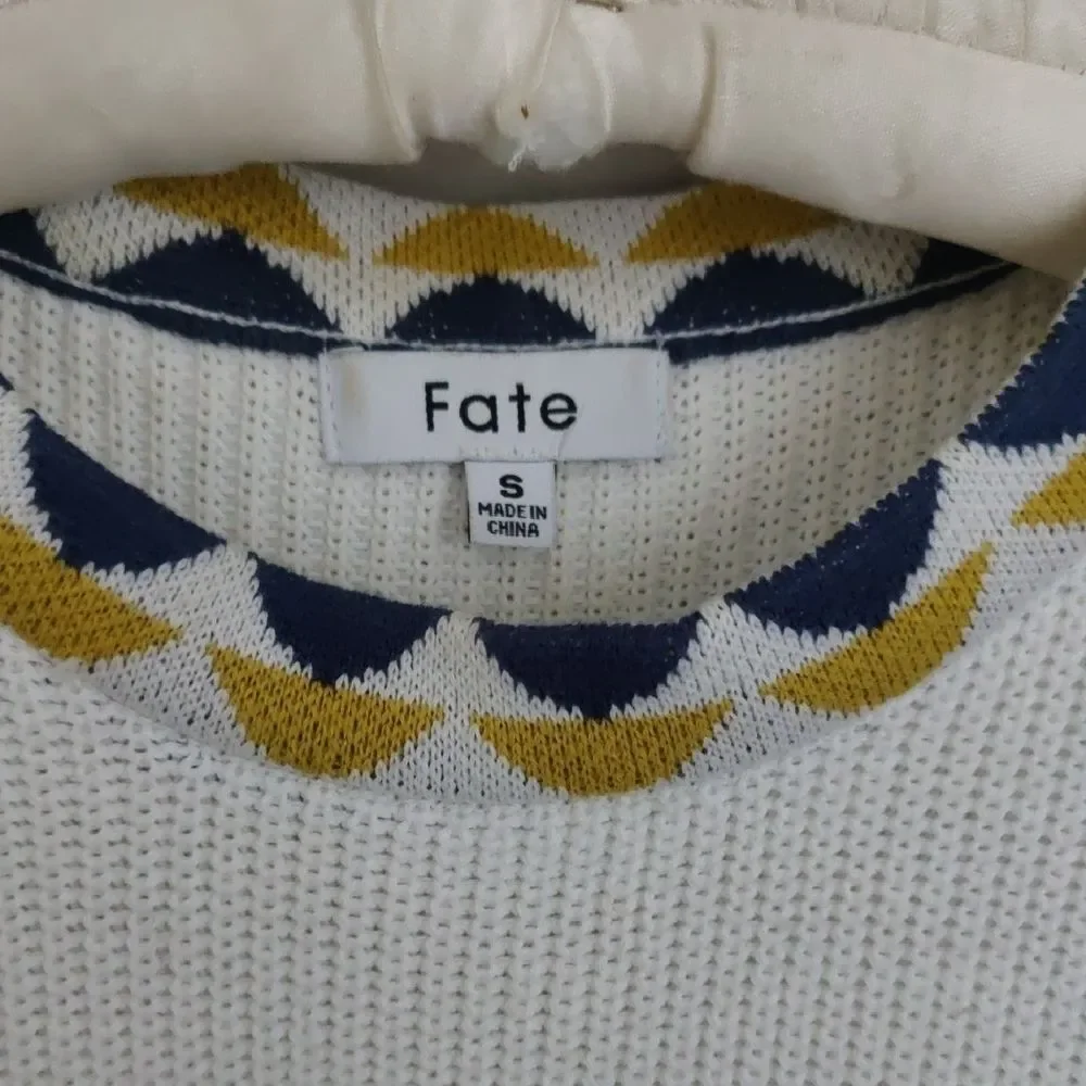 Fate Cream Sweater with Purple and Gold Puff Sleeves